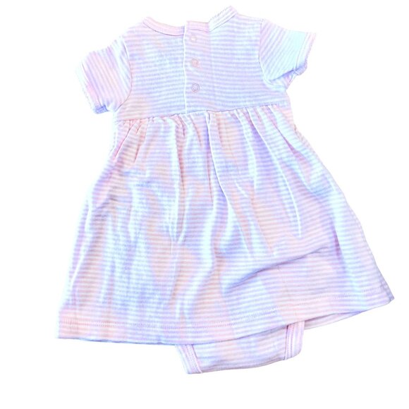 Carters Baby Girl Dress Bodysuit Pink Striped 3M Short Sleeve Ruffle Front - Picture 7 of 8